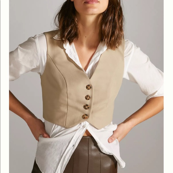 NWT Mare x Mare Anthropologie Beige Cropped Size Large - Picture 1 of 4